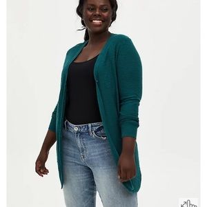 Torrid Size 0 TEAL SLUB BOYFRIEND BUTTON FRONT CARDIGAN